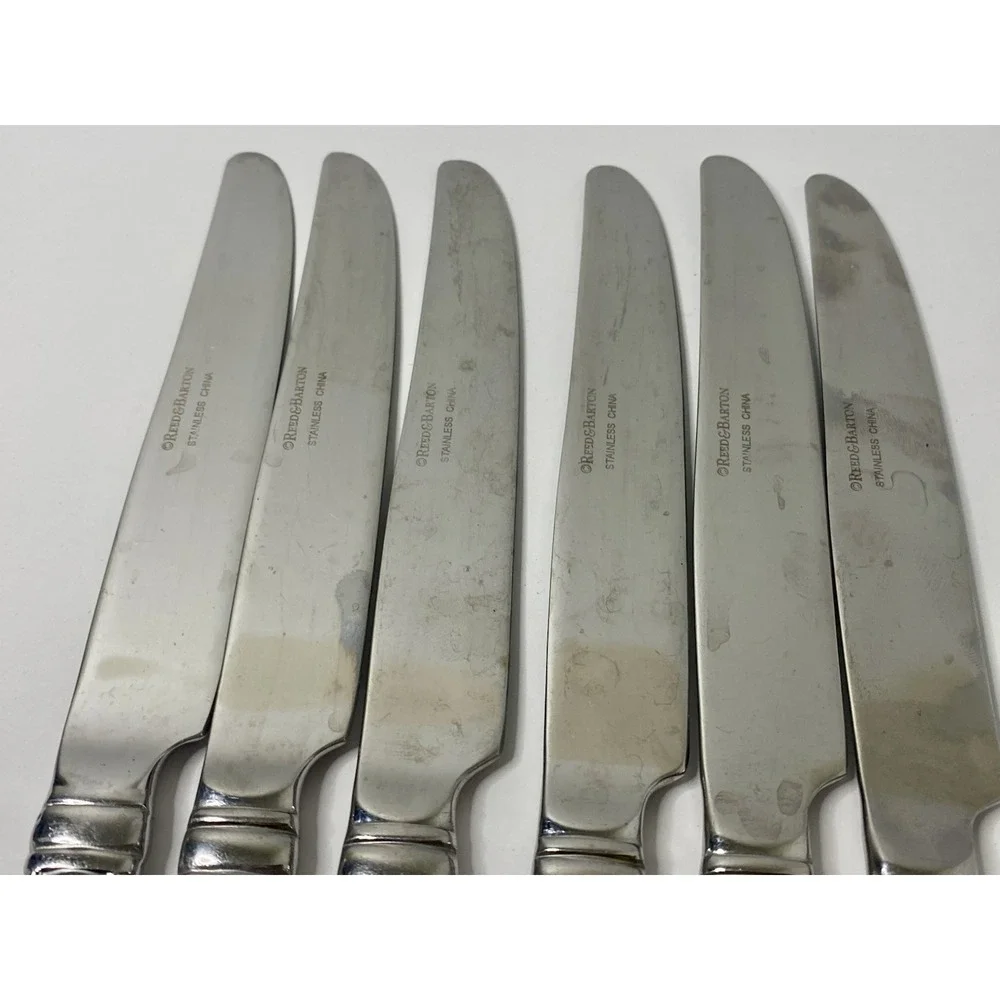 Reed & Barton BARRETT Rope Feathered Edge Glossy Dinner Knives 9 3/4